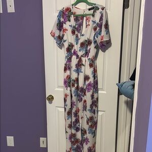 Floral Maxi Dress in White and Purple